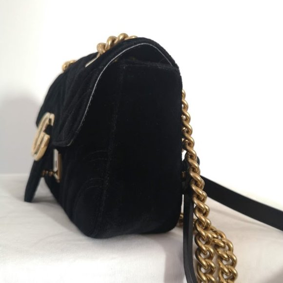 GUCCI Black Velvet Mini Marmont 2.0 Bag - Picture 6 of 15